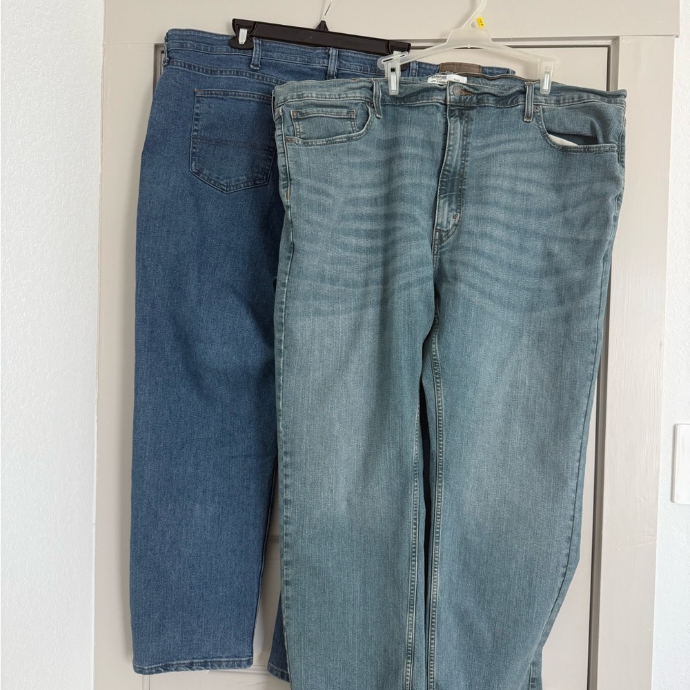 Bundle of 2 Jeans, Wrangler Men's Relaxed Fit Jeans in Dark and Light Blue